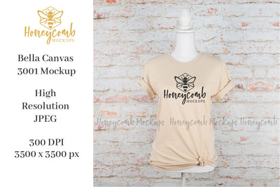 Soft Cream Bella Canvas 3001 Mockup, Mannequin Mockup, Women's T-Shirt Mockup Mock Up Photo Honeycomb Mockups 