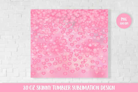 Soft pink hearts 20oz skinny tumbler sublimation wrap Sublimation LaBelezoka 