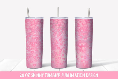 Soft pink hearts 20oz skinny tumbler sublimation wrap Sublimation LaBelezoka 