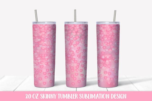 Soft pink hearts 20oz skinny tumbler sublimation wrap Sublimation LaBelezoka 