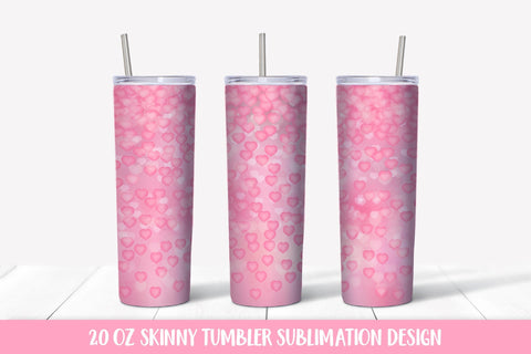 Soft pink hearts 20oz skinny tumbler sublimation wrap Sublimation LaBelezoka 