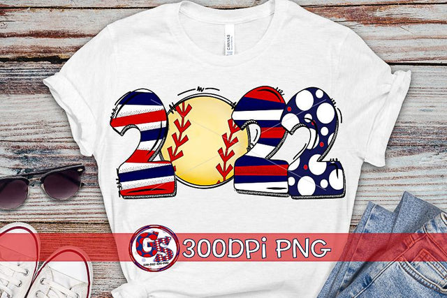 Softball 2022 Red and Navy PNG for Sublimation Sublimation Greedy Stitches 