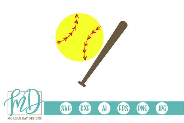 Softball and Bat SVG Morgan Day Designs 