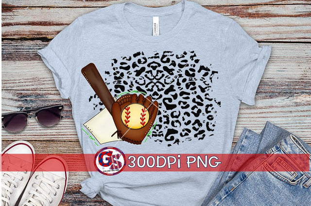 Softball and Leopard PNG for Sublimation Sublimation Greedy Stitches 