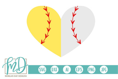 Softball Baseball Heart SVG Morgan Day Designs 
