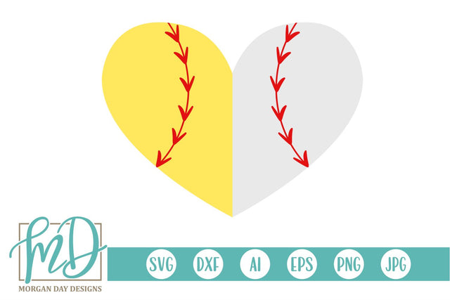 Softball Baseball Heart SVG Morgan Day Designs 