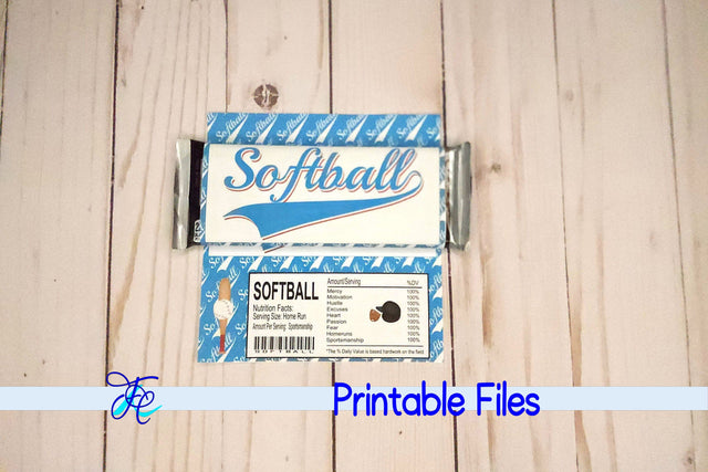 Softball Candy Bar Wrapper 3D Paper Family Creations 
