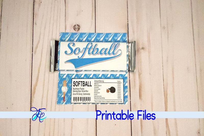 Softball Candy Bar Wrapper 3D Paper Family Creations 