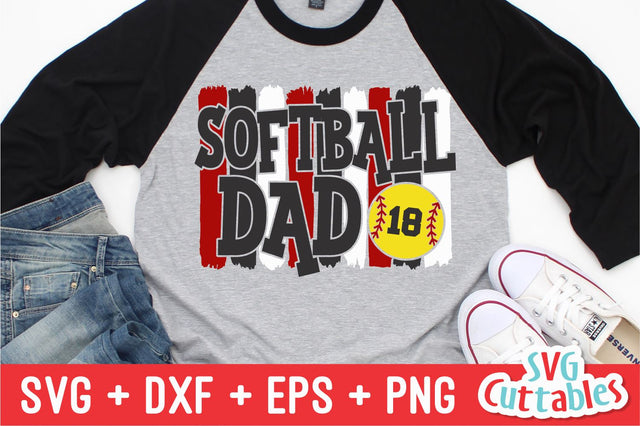 Softball Dad svg - Softball Cut File - svg - dxf - eps - png - Softball Heart Brush Strokes - Silhouette - Cricut - Digital File SVG Svg Cuttables 