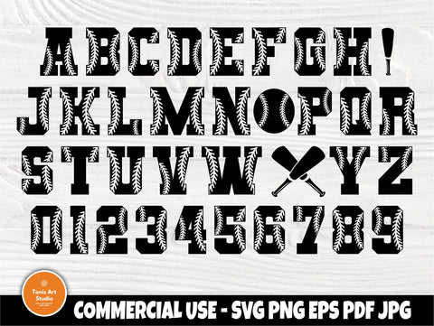 Softball Font SVG Cut Files, Letters & Numbers Svg SVG TonisArtStudio 