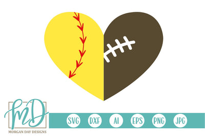 Softball Football Heart SVG Morgan Day Designs 