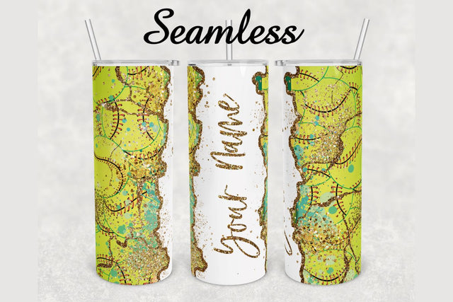 Softball Gold Glitter Marble Tumbler sublimation design 20 oz skinny tumbler wrap Sublimation BambinaCreations 
