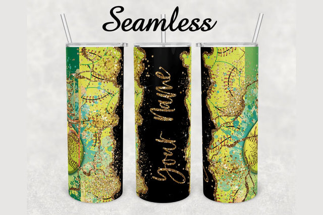 Softball Gold Glitter Marble Tumbler sublimation design 20 oz skinny tumbler wrap Sublimation BambinaCreations 