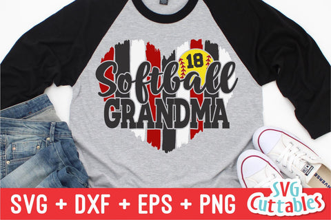Softball Grandma svg - Softball Cut File - svg - dxf - eps - png - Softball Heart Brush Strokes - Silhouette - Cricut - Digital File SVG Svg Cuttables 