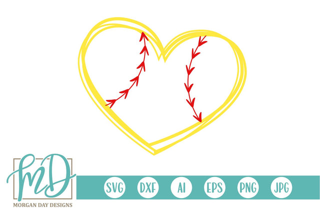 Softball Heart Outline SVG Morgan Day Designs 