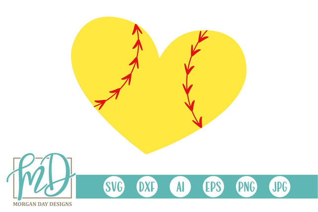 Softball Heart SVG Morgan Day Designs 