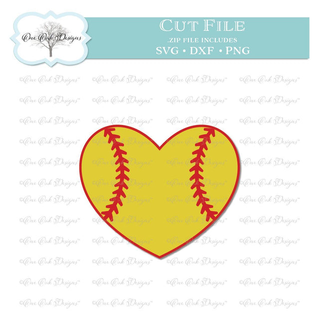 Softball Heart SVG One Oak Designs 