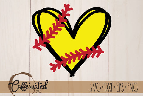 Softball Heart SVG SVG Caffeinated SVGs 