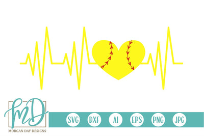 Softball Heartbeat SVG Morgan Day Designs 