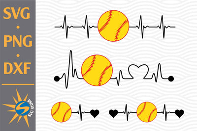 Softball Heartbeat SVG, PNG, DXF Digital Files Include SVG SVGStoreShop 
