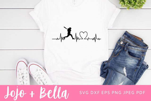 Softball Hitter SVG, Softball Heartbeat Cut file, Softball Player Svg, Softball Mom Svg, T-shirt designs, T-shirt designs, Mascot Svg, Cheerleader Svg, Shirt Svg, Svg Files For Cricut, Sublimation Designs Downloads SVG Jojo&Bella 