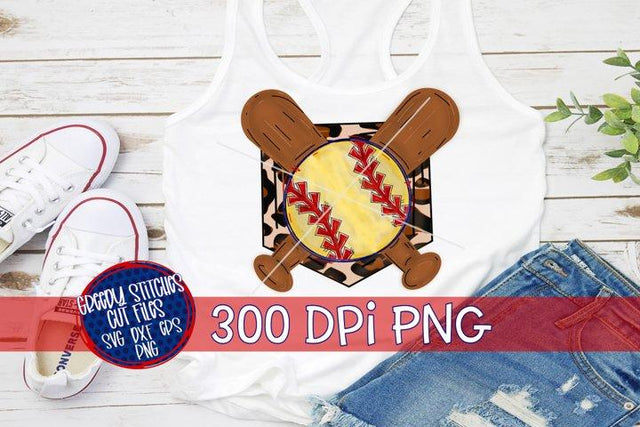 Softball Home Plate Crossed Bats PNG For Sublimation Sublimation Greedy Stitches 