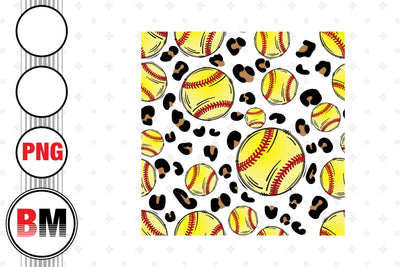 Softball Leopard Pattern PNG Files Sublimation BMDesign 