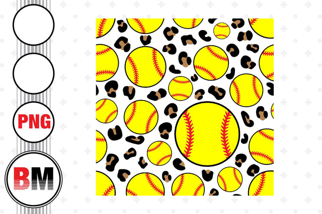 Softball Leopard Seamless Pattern PNG Files Sublimation BMDesign 