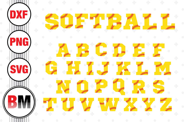 Softball Letters SVG, PNG, DXF Files SVG BMDesign 