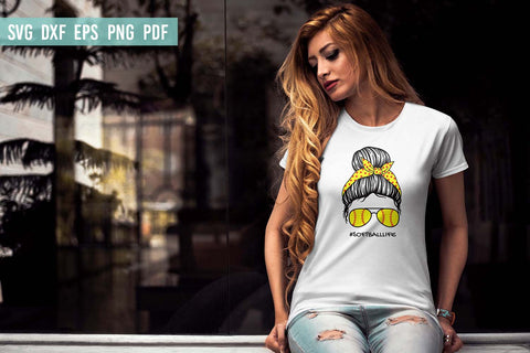 Softball Life SVG | Softball Mom SVG | Messy Bun SVG SVG Irina Ostapenko 