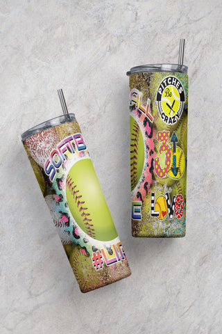 Softball life tumbler design, digital download, 20oz skinny tumbler design, softball girl, tiedye, 3up 3down, love game Sublimation CaldwellArt 
