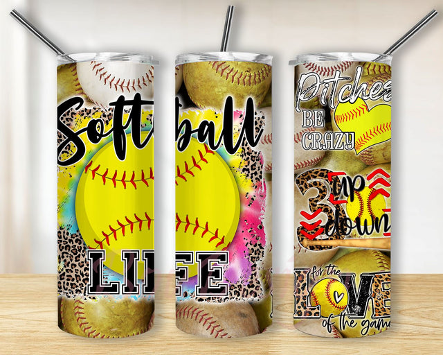 Softball Life Tumbler Design, Digital Download, 20oz Skinny Tumbler Design, Softball Sublimation Design Sublimation BouDesign 