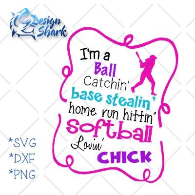 Softball Loving Chick SVG Design Shark 