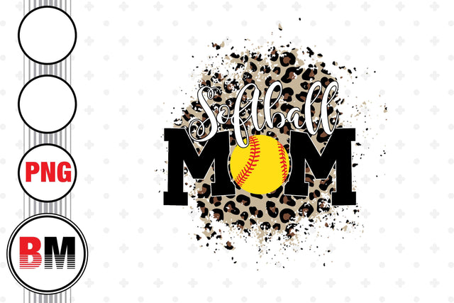 Softball Mom Distressed Leopard PNG Files Sublimation BMDesign 