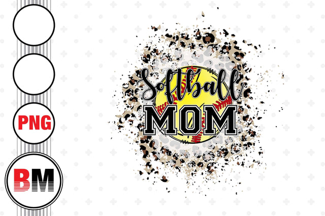 Softball Mom Distressed Leopard PNG Files Sublimation BMDesign 