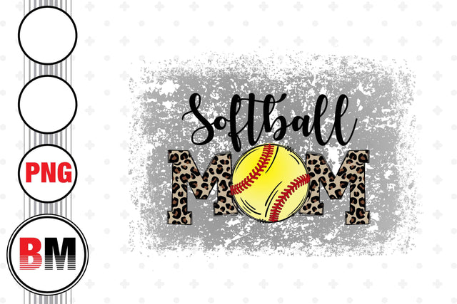 Softball Mom Distressed Leopard PNG Files Sublimation BMDesign 