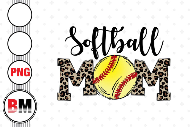 Softball Mom Distressed Leopard PNG Files Sublimation BMDesign 