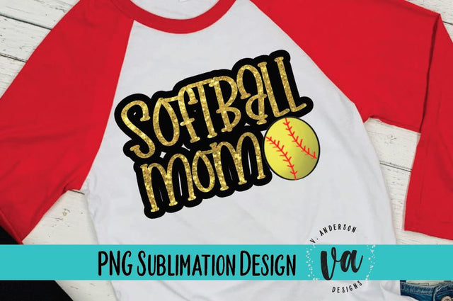 Softball Mom Glitter Sublimation PNG Sublimation V. Anderson Designs 