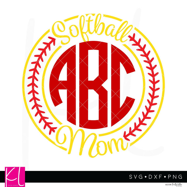 Softball Mom Monogram SVG Kelly Lollar Designs 