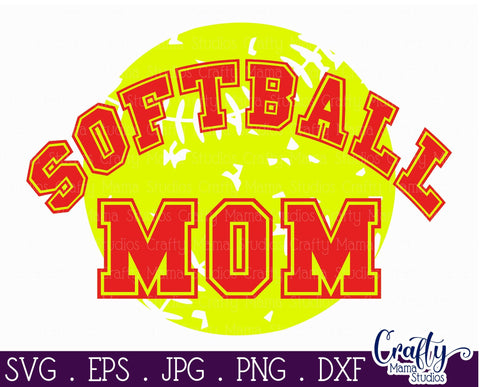 Softball Mom svg - Distressed Mom Shirt Svg, Softball Svg SVG Crafty Mama Studios 