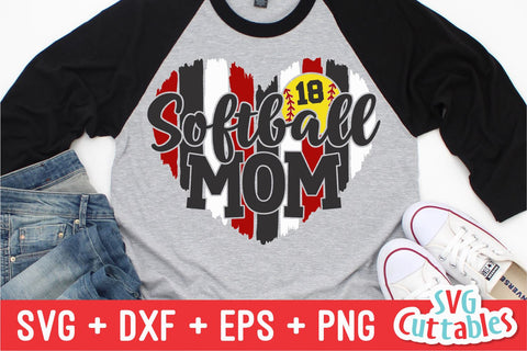 Softball Mom svg - Softball Cut File - svg - dxf - eps - png - Softball Heart Brush Strokes - Silhouette - Cricut - Digital File SVG Svg Cuttables 