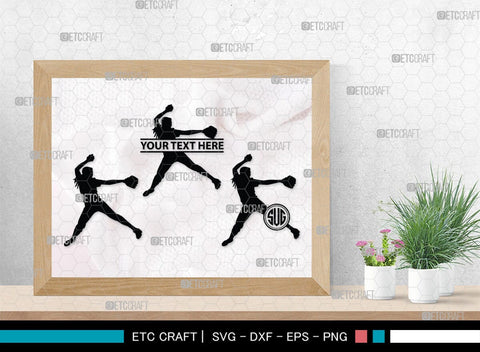 Softball Monogram, Softball Silhouette, Softball SVG, Softball Player Svg, SB00131 SVG ETC Craft 