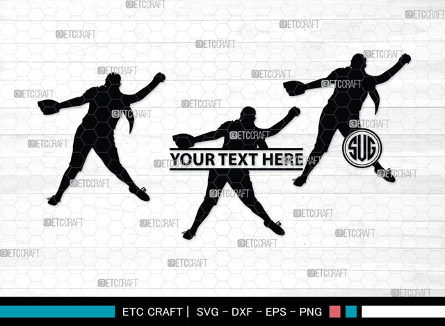 Softball Monogram, Softball Silhouette, Softball SVG, Softball Player Svg, SB00131 SVG ETC Craft 
