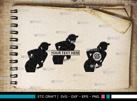 Softball Monogram, Softball Silhouette, Softball SVG, Softball Player Svg, SB00131 SVG ETC Craft 