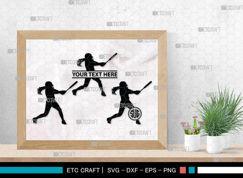 Softball Monogram, Softball Silhouette, Softball SVG, Softball Player Svg, SB00131 SVG ETC Craft 