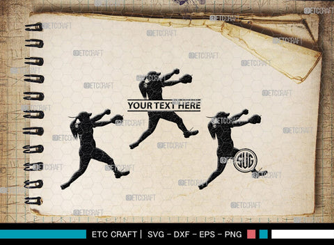 Softball Monogram, Softball Silhouette, Softball SVG, Softball Player Svg, SB00131 SVG ETC Craft 