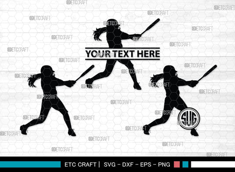 Softball Monogram, Softball Silhouette, Softball SVG, Softball Player Svg, SB00131 SVG ETC Craft 