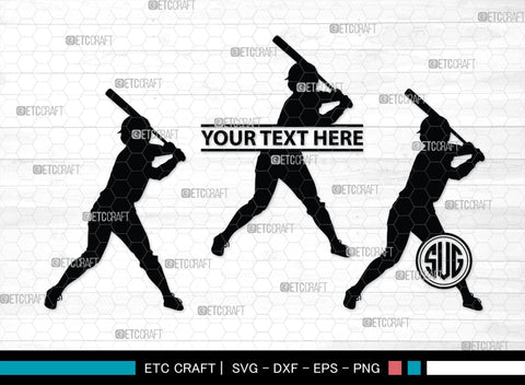 Softball Monogram, Softball Silhouette, Softball SVG, Softball Player Svg, SB00131 SVG ETC Craft 