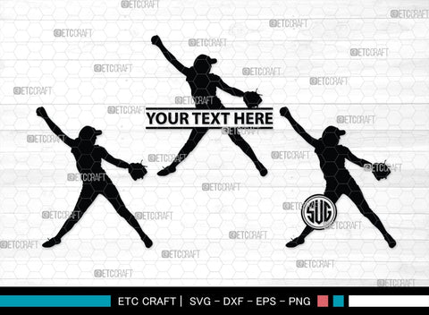 Softball Monogram, Softball Silhouette, Softball SVG, Softball Player Svg, SB00131 SVG ETC Craft 