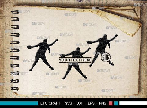 Softball Monogram, Softball Silhouette, Softball SVG, Softball Player Svg, SB00131 SVG ETC Craft 